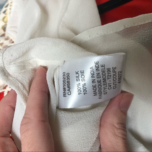 Joie Sheer Silk Top With Crochet Detail - Picture 9 of 10